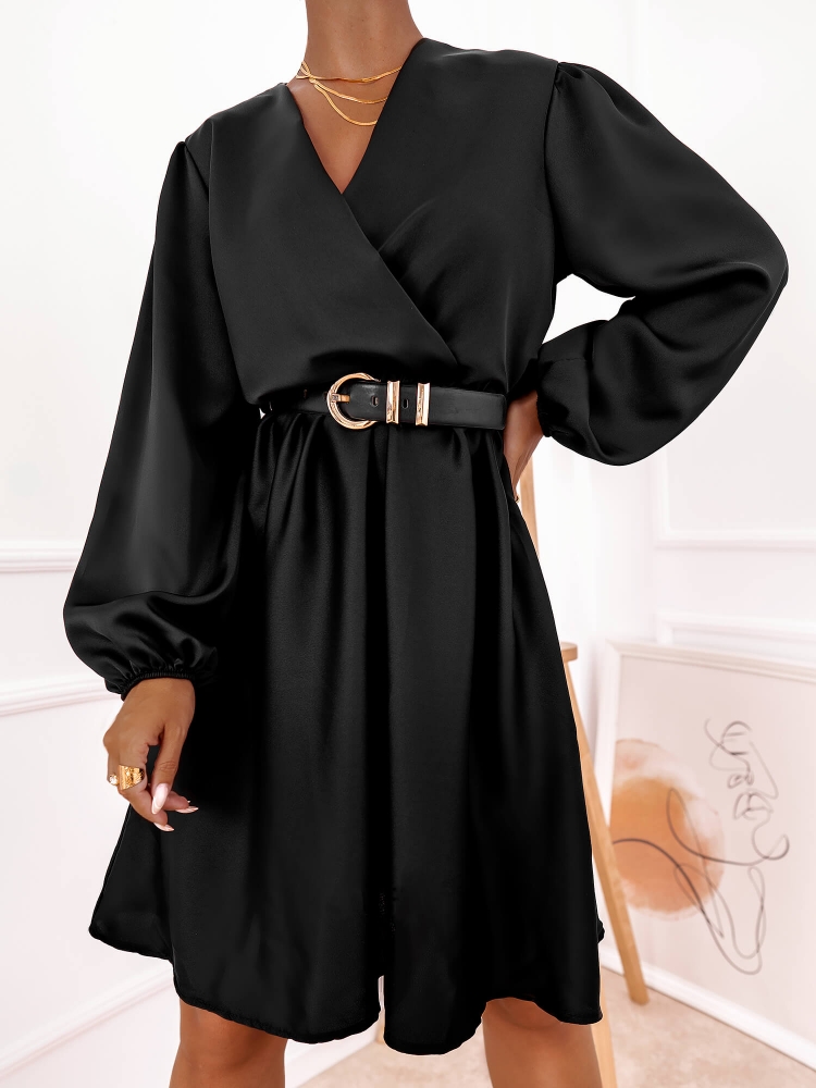 AMARYLIS BLACK SATIN DRESS