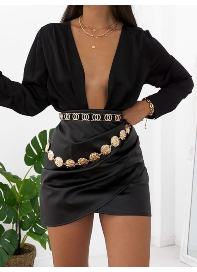 NOVA BLACK LEATHER SKIRT