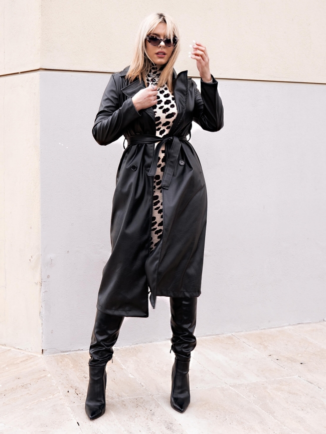 JUNIPER BLACK LEATHERETTE COAT