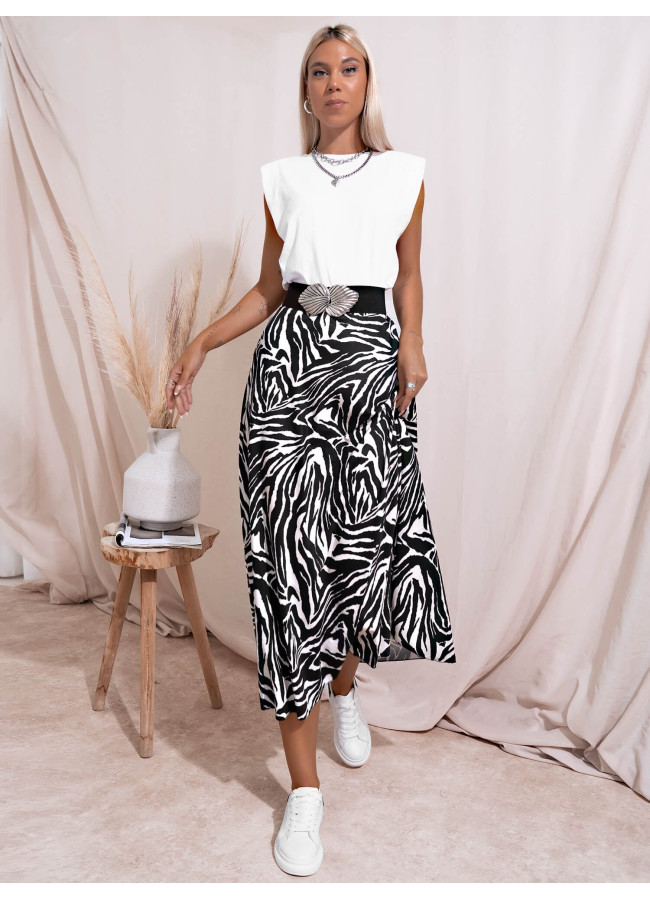 JANE ZEBRA MIDI SKIRT