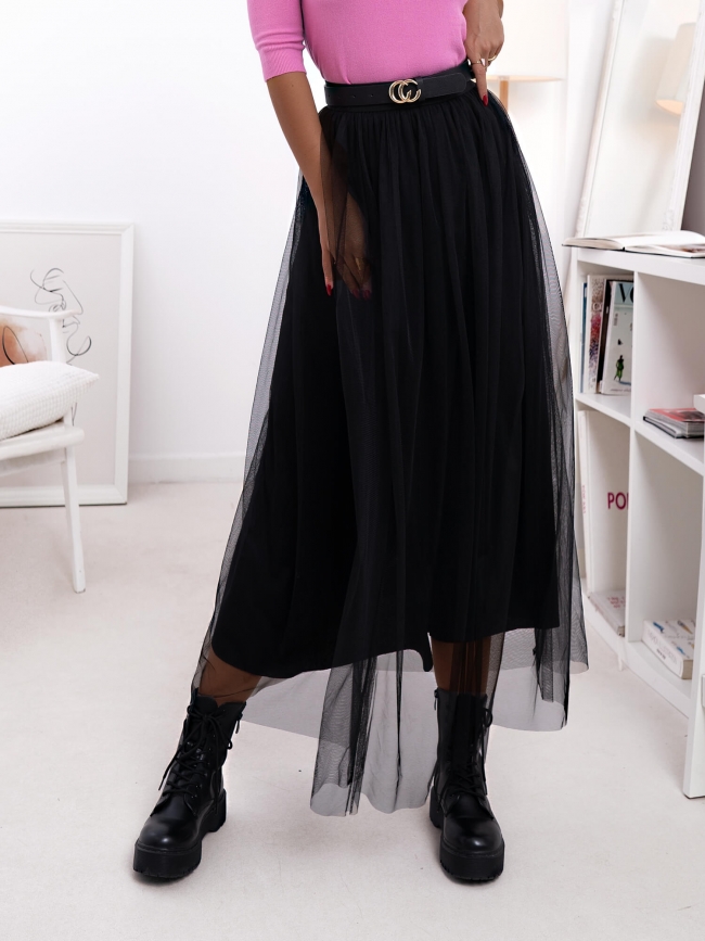 ALISHA BLACK MAXI TULLE SKIRT