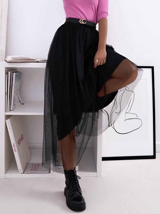 ALISHA BLACK MAXI TULLE SKIRT