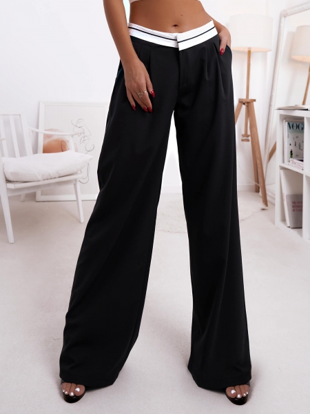 WEASLY BLACK PANTS WITH ROTATED WAIST