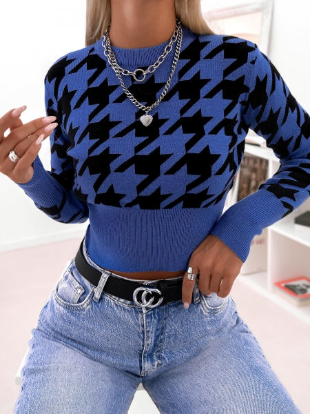 ΜΠΛΕ ΠΛΕΚΤΗ ΜΠΛΟΥΖΑ PIED DE POULE - MAISON