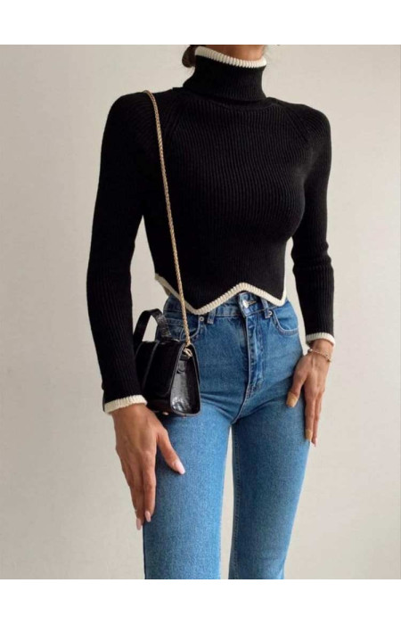 BLACK KNITTED BLOUSE - ALBA