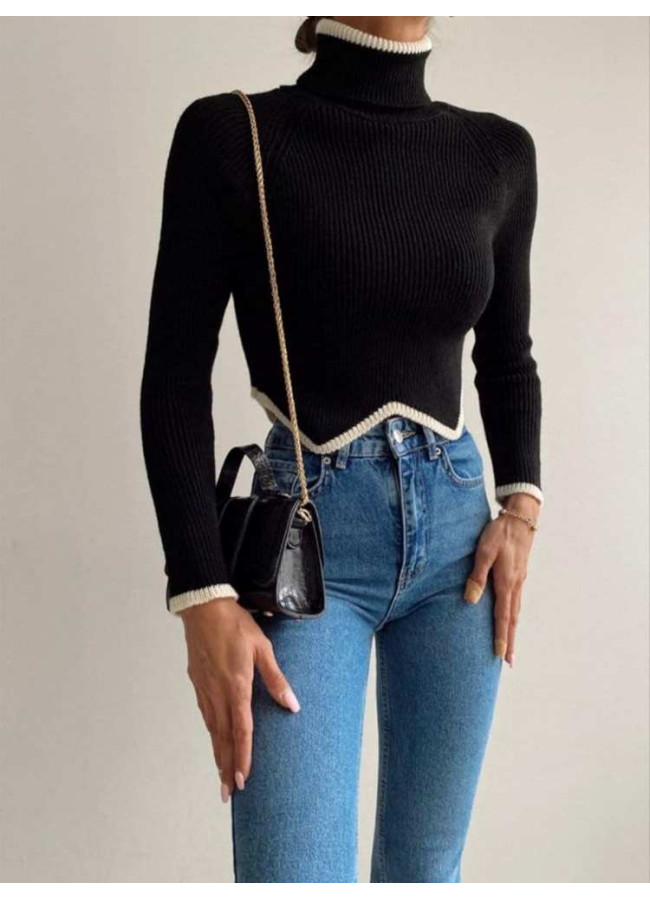 BLACK KNITTED BLOUSE - ALBA