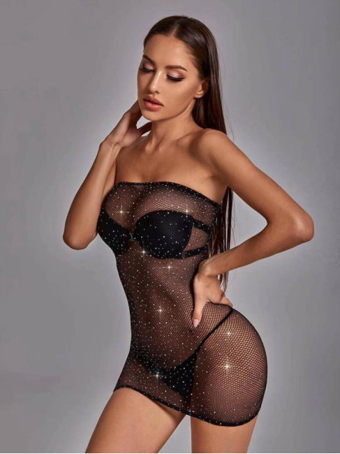 ΔΙΧΤΥΩΤΟ BABYDOLL ΜΕ ΣΤΡΑΣ - VERONIKY