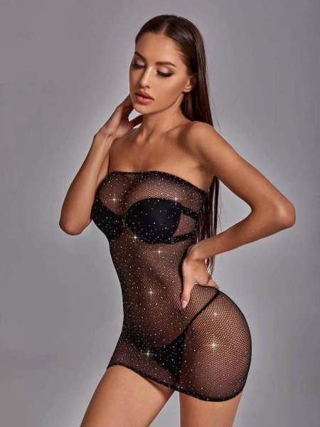 ΔΙΧΤΥΩΤΟ BABYDOLL ΜΕ ΣΤΡΑΣ - VERONIKY