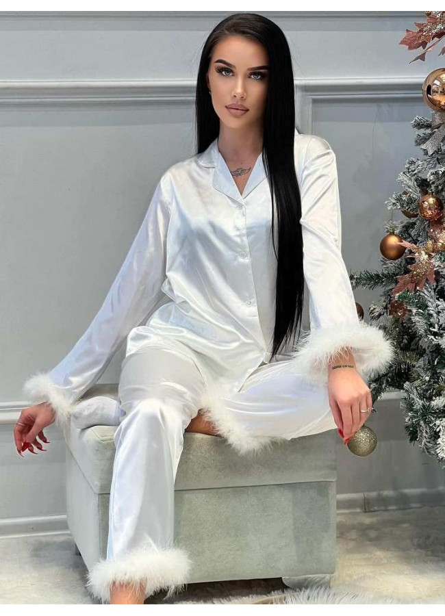 ASANTE WHITE FEATHER SATIN PYJAMAS