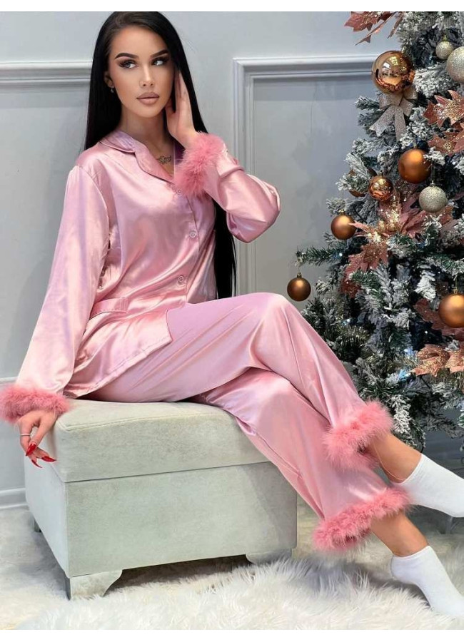 ASANTE PINK FEATHER SATIN PYJAMAS