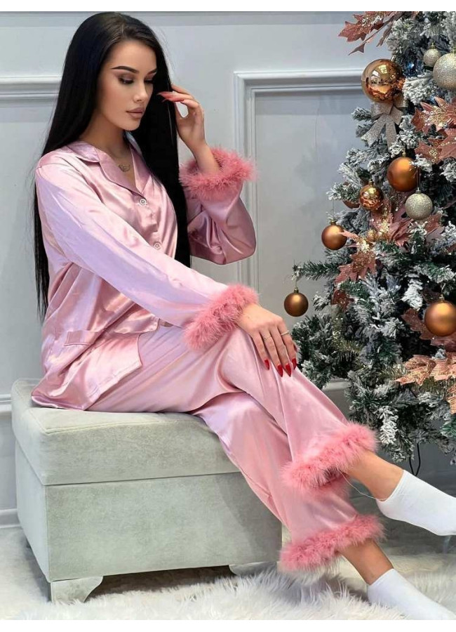 ASANTE PINK FEATHER SATIN PYJAMAS