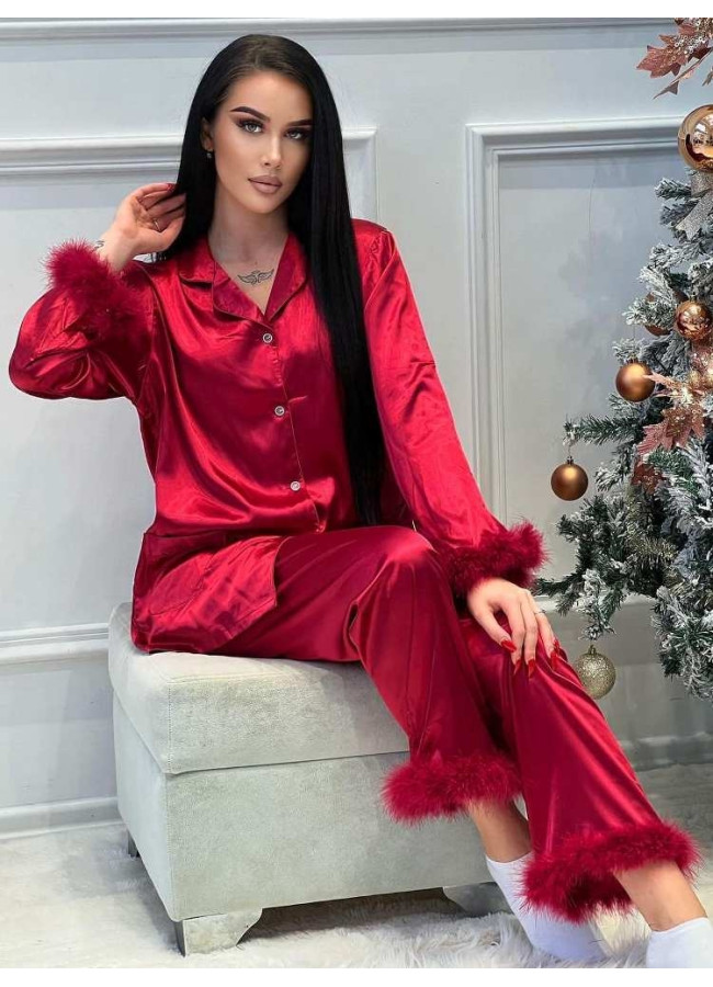 ASANTE WINE FEATHER SATIN PYJAMAS