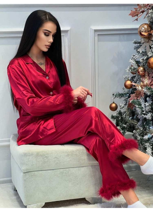 ASANTE WINE FEATHER SATIN PYJAMAS