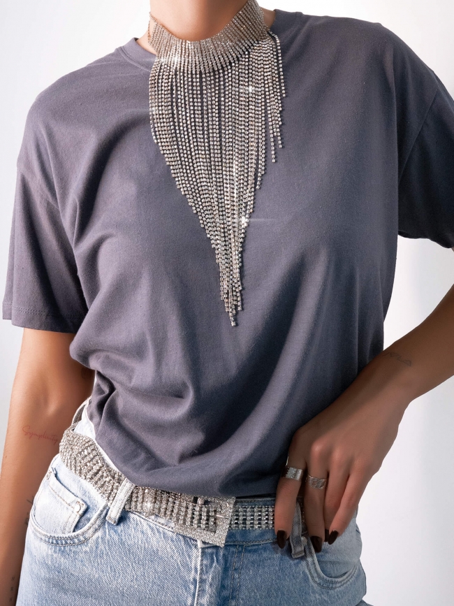 ΓΚΡΙ ΚΟΝΤΟΜΑΝΙΚΟ TSHIRT - FILI