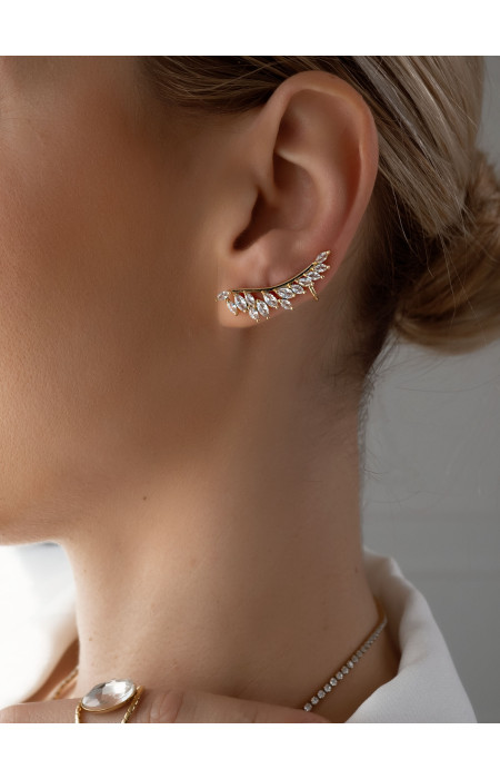 SMALL LEAVES STRASS EARRINGS