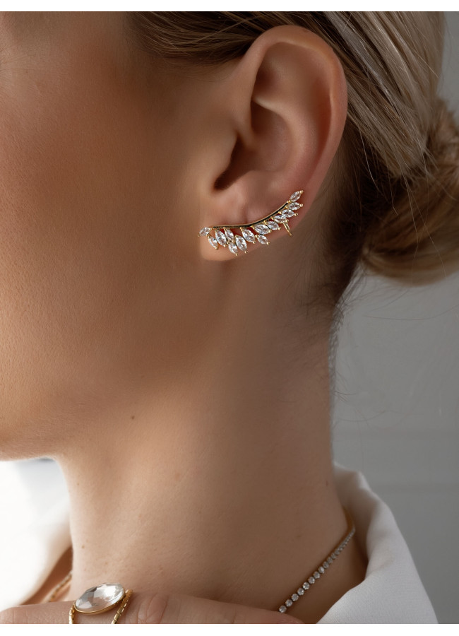 SMALL LEAVES STRASS EARRINGS