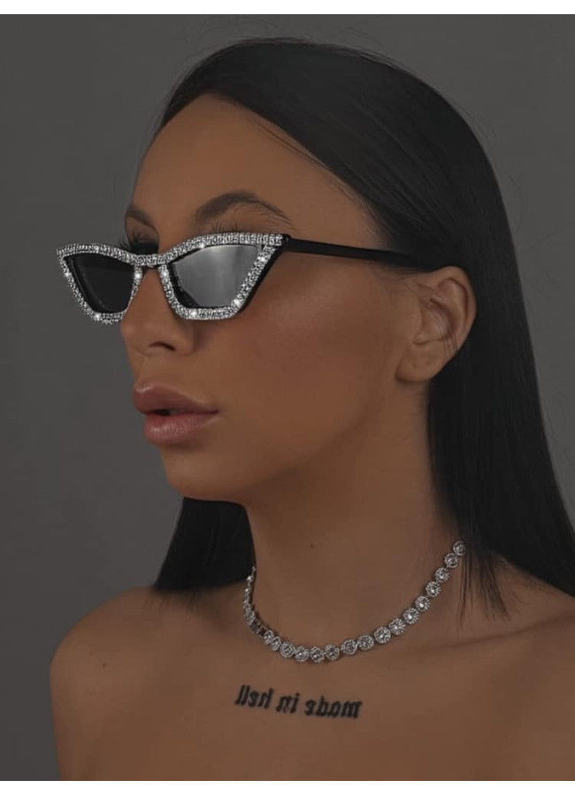 GLAMI BLACK SILVER STRASS SUNNIES