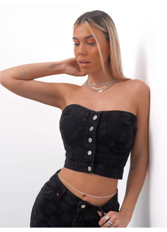 GETCHEN BLACK JEAN TOP