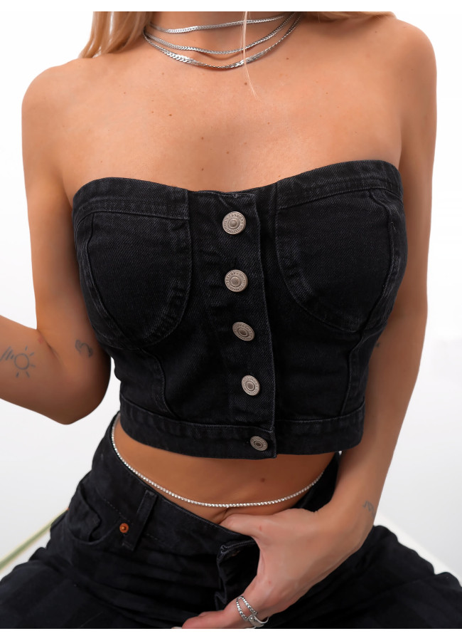 GETCHEN BLACK JEAN TOP