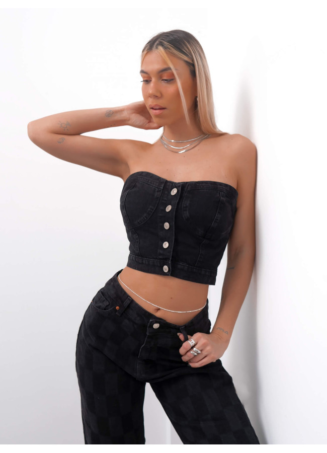 GETCHEN BLACK JEAN TOP