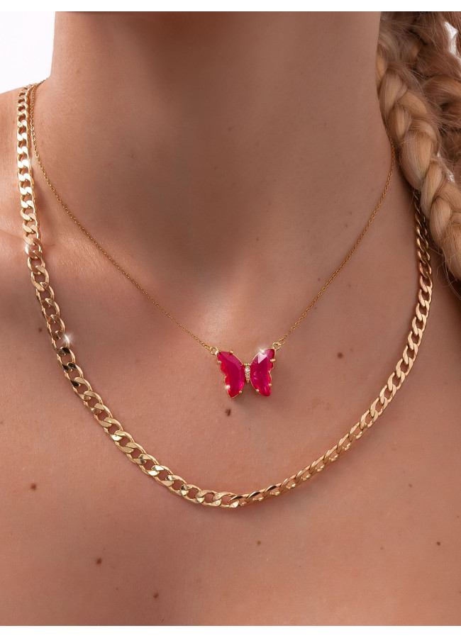 BUTTERFLY FUCHSIA NECKLACE