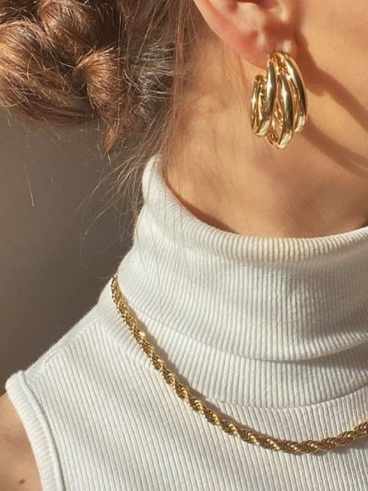 TRIPLE GOLD HOOP EARRINGS