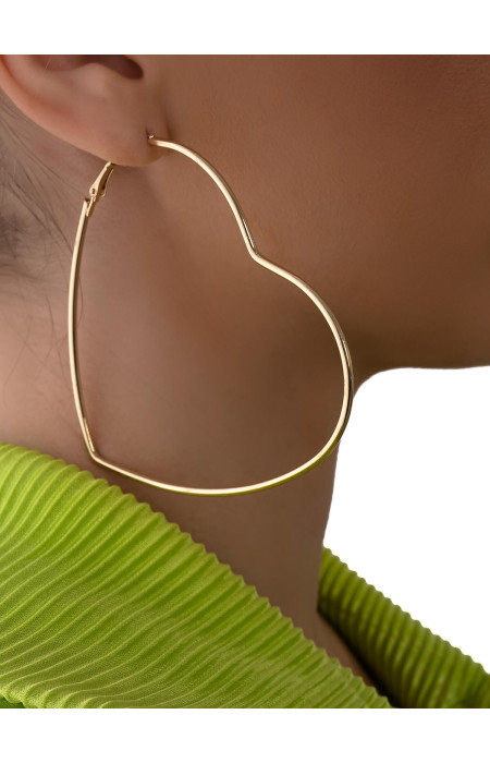 HEARTBEAT BIG HOOP GOLD EARRINGS