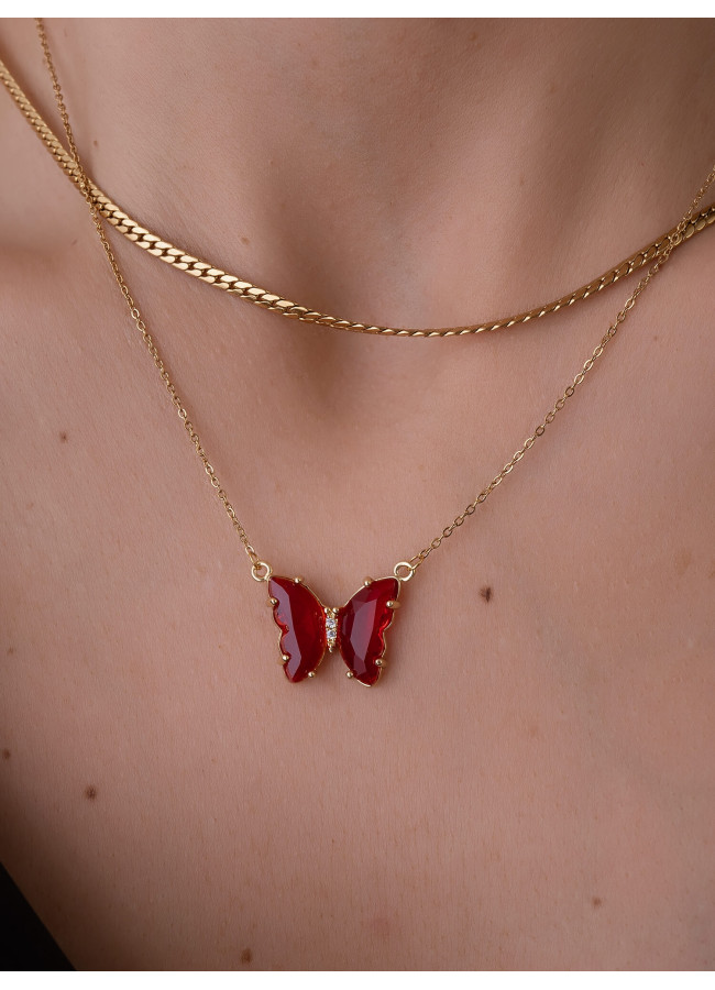 BUTTERFLY RED NECKLACE