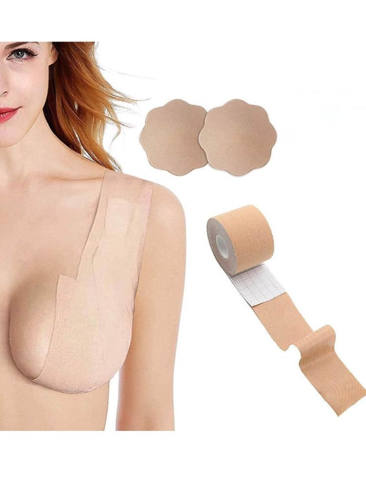 BEIGE BOOB TAPE+ NIPPLE COVER STICKERS