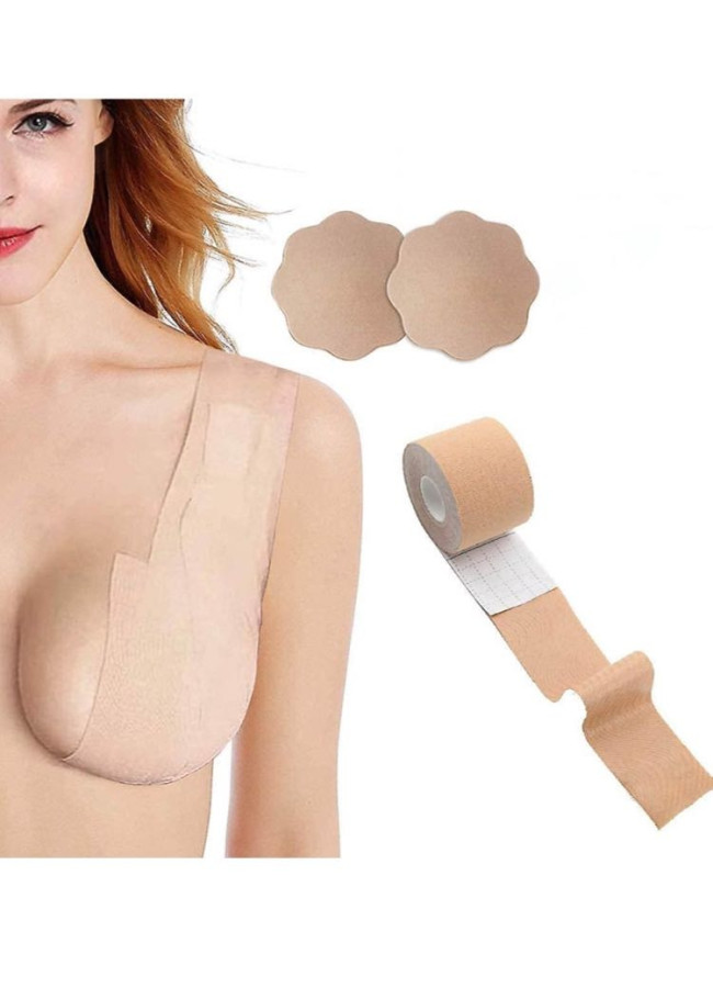 BEIGE BOOB TAPE+ NIPPLE COVER STICKERS