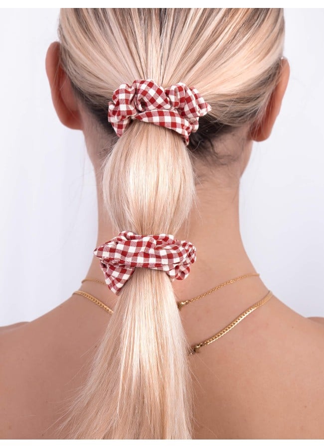 CHECKED   SCRUNCHIES SET OF 2