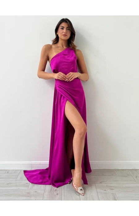 MAXI SATIN DRESS MAGENTA - ARTESY