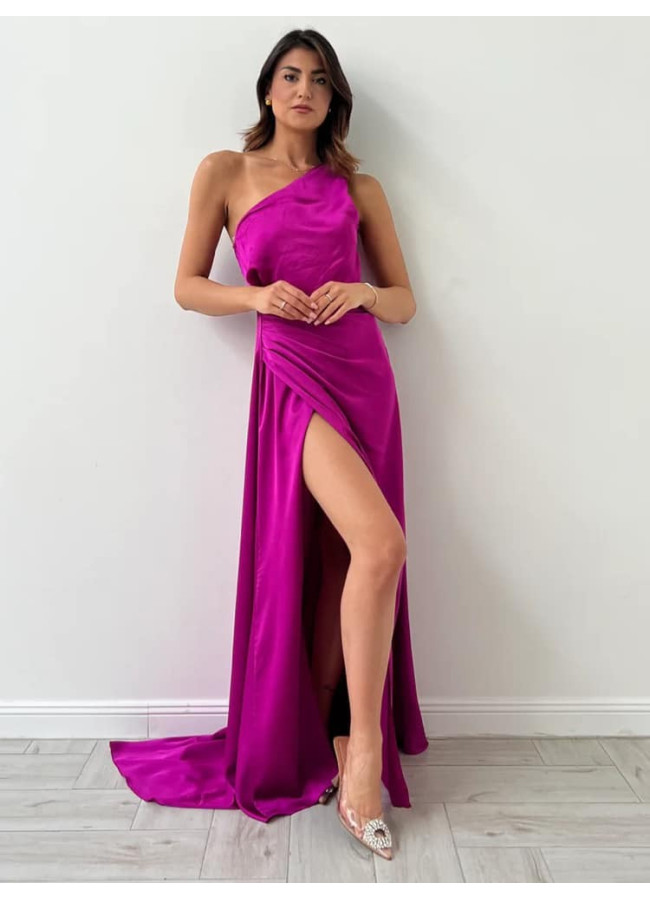MAXI SATIN DRESS MAGENTA - ARTESY