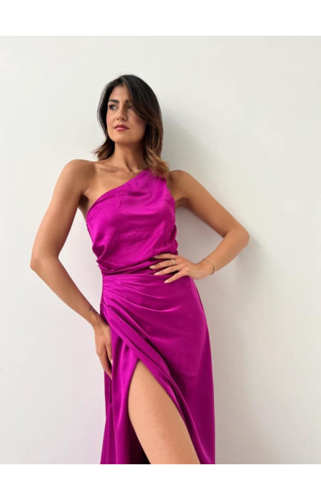 MAXI SATIN DRESS MAGENTA - ARTESY