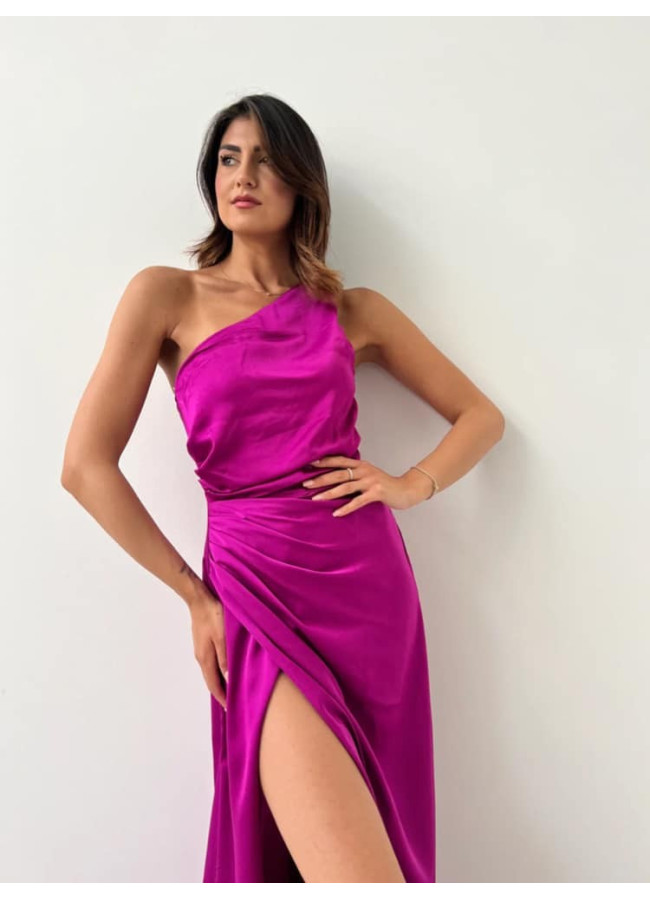MAXI SATIN DRESS MAGENTA - ARTESY