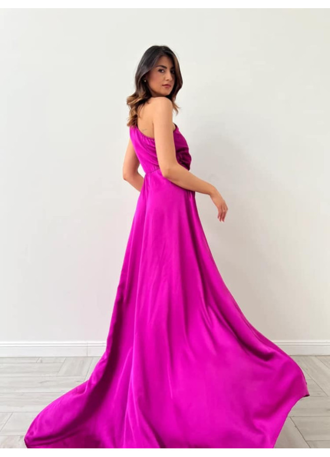MAXI SATIN DRESS MAGENTA - ARTESY