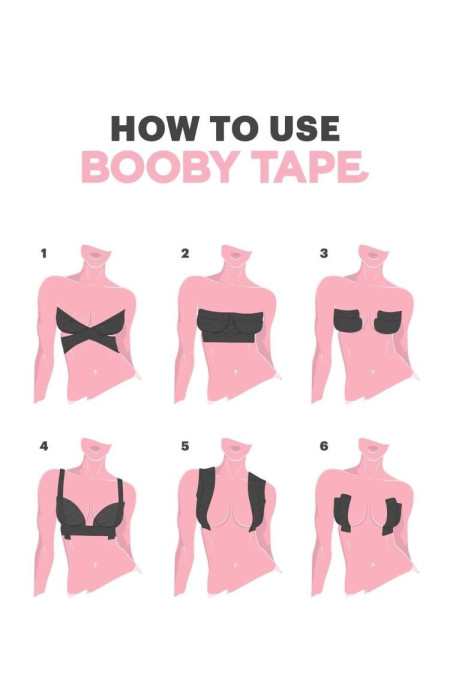 BLACK BOOB TAPE + NIPPLE COVER STICKERS SET