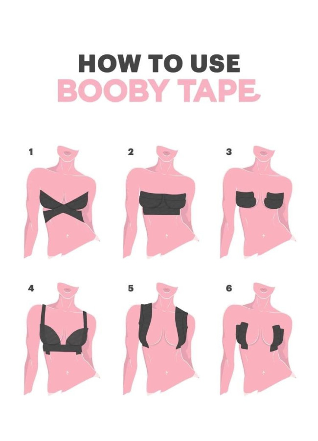 BLACK BOOB TAPE + NIPPLE COVER STICKERS SET