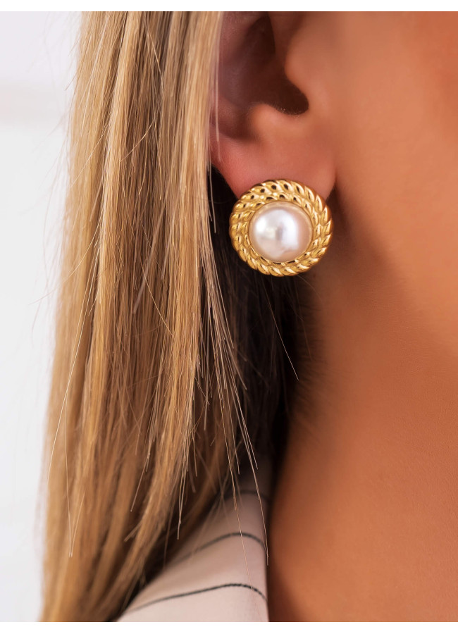 ANDREANA GOLD PEARL EARRINGS