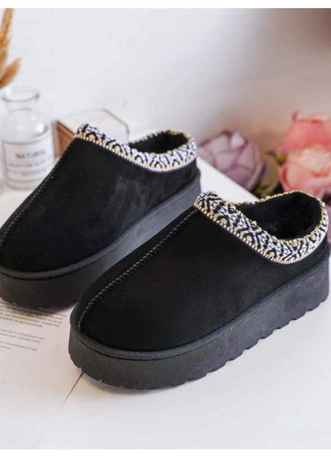 AQUILO BLACK FUR SLIPPERS