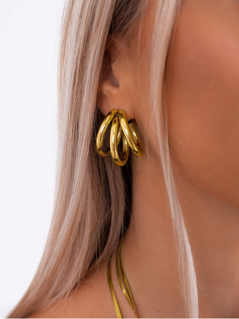 TRIPLE GOLD HOOP EARRINGS