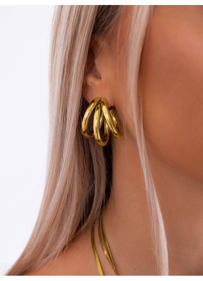 TRIPLE GOLD HOOP EARRINGS
