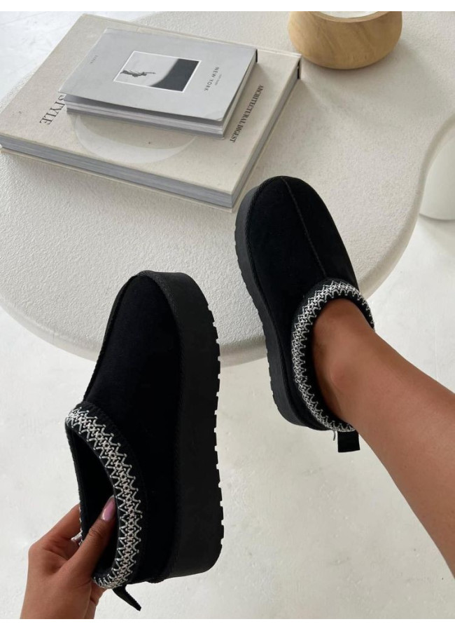 AQUILO BLACK FUR SLIPPERS