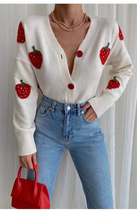 STRAWBERRIES KNITTED JACKET