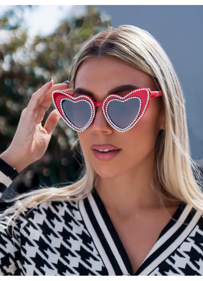 HEARTY RED STRASS SUNNIES