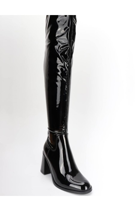 CYRILLE BLACK PATENT BOOTS
