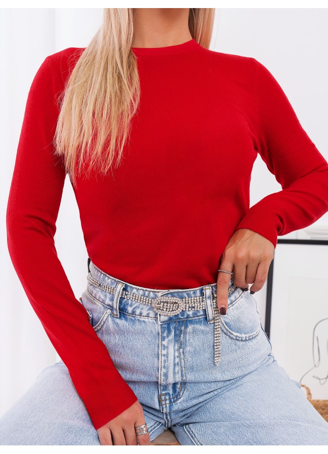 DELPHINE RED KNITTED BLOUSE
