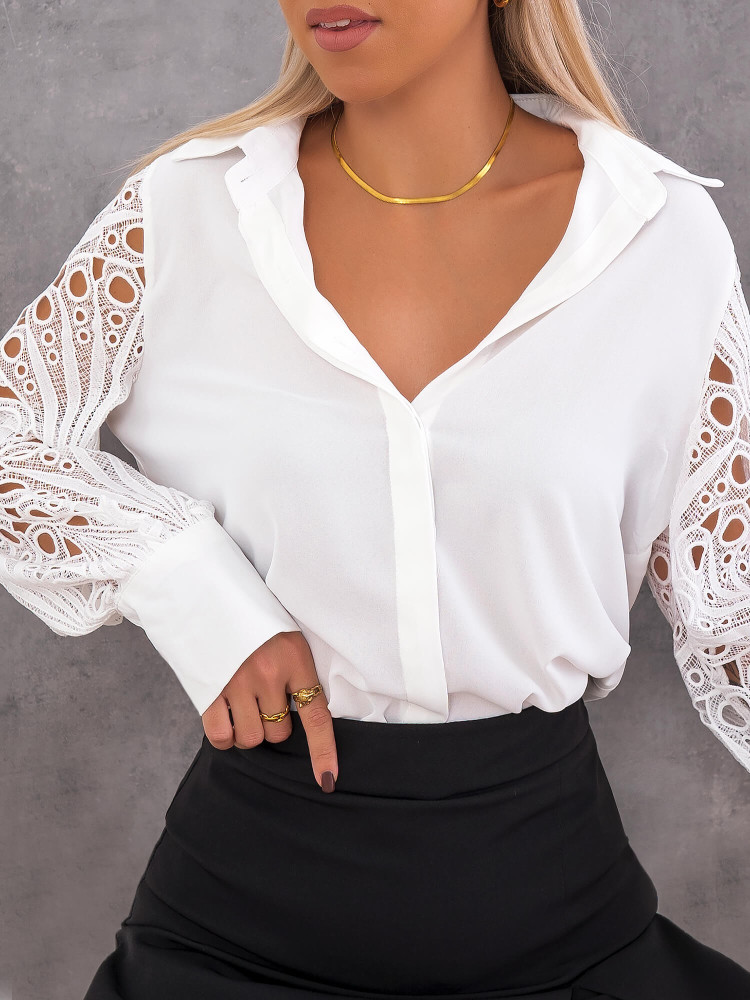 HABIB WHITE BLONDE LACE SHIRT