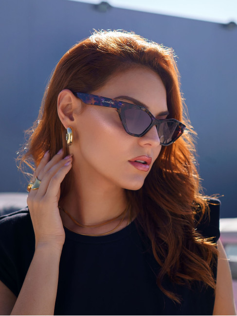 ANNAKEY POLY PURPLE LEOPARD SUNGLASSES