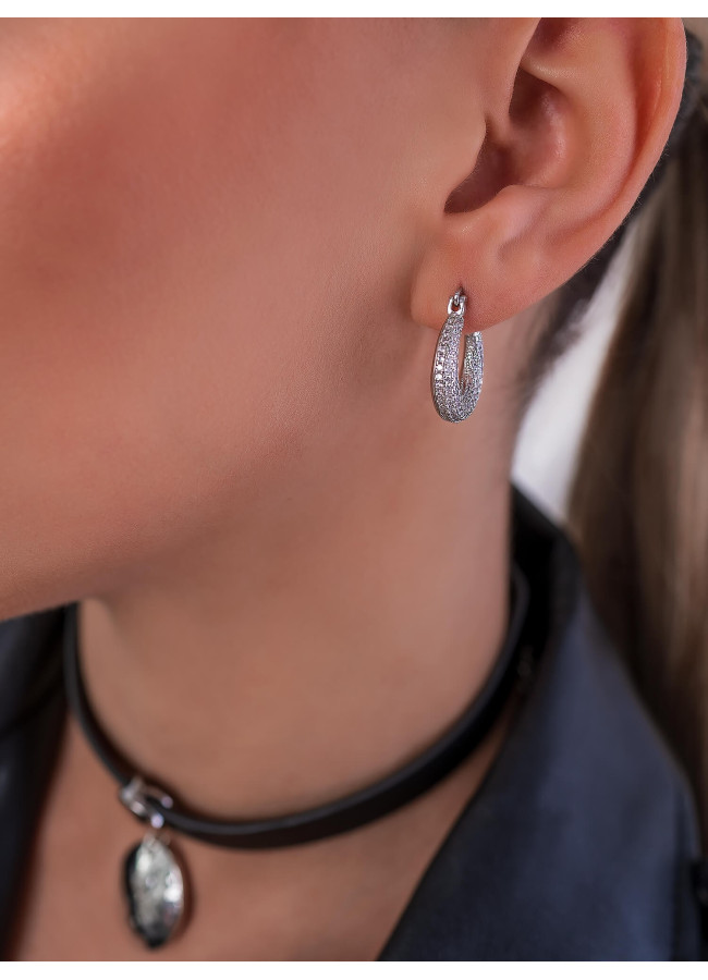 JESIE SILVER STRASS HOOP EARRINGS